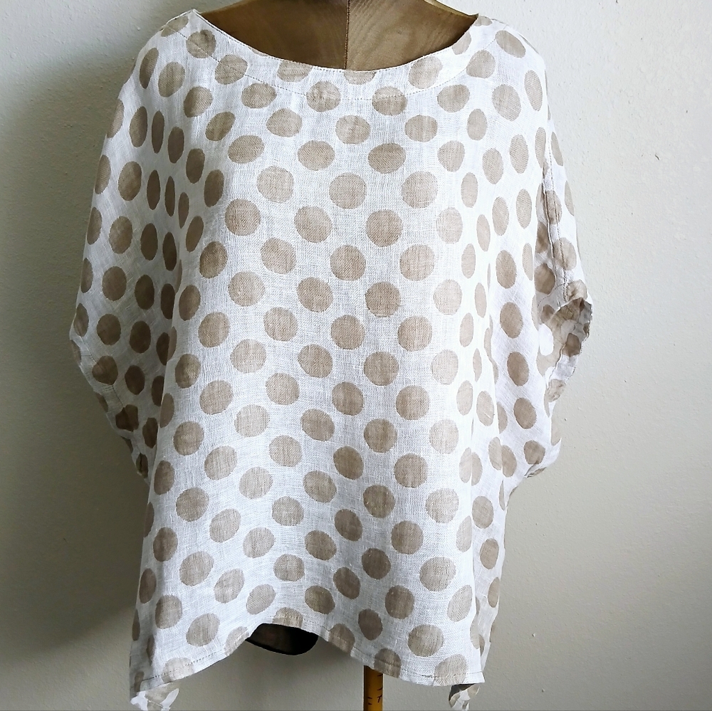 Flax White and Tan Polka Dot Blouse - Picture 16 of 16